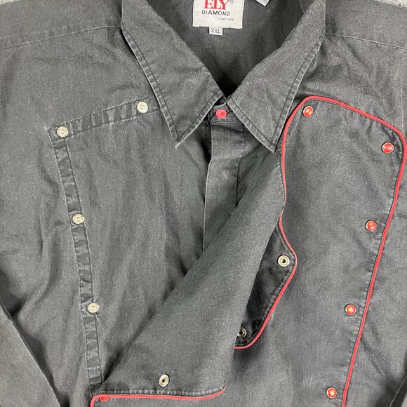 ELY Diamond Western Shirt Mens XXL Black Red Snap Front Long Sleeve Rodeo - Picture 4 of 8